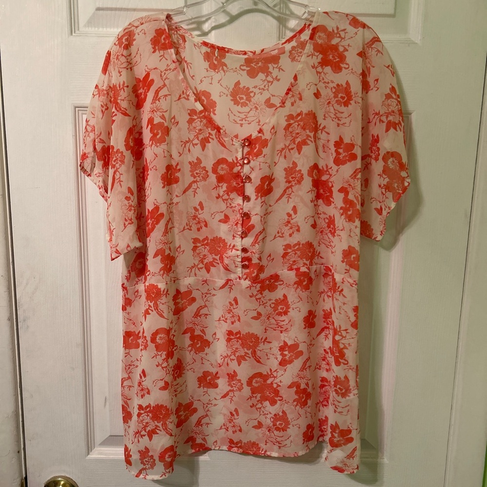 Forever 21 floral sheer blouse XL